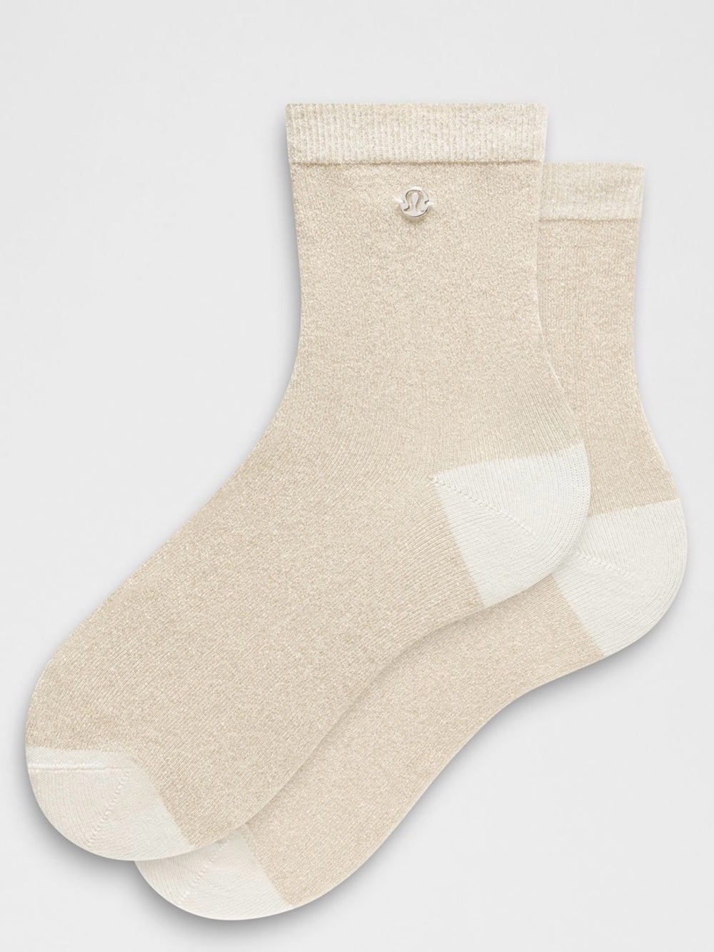 🆕 LULULEMON Glitter Quarter Socks Light Ivory NWT Size M